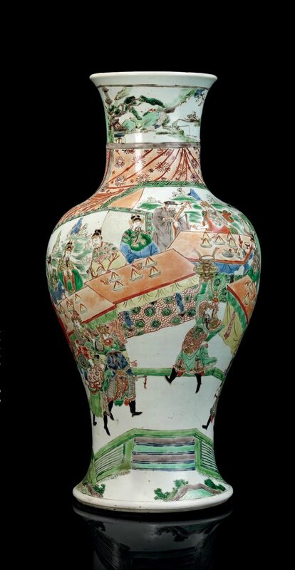 Vase en porcelaine de la famille verte, Chine, Dynastie Qing, Époque Kangxi (1662-1722)