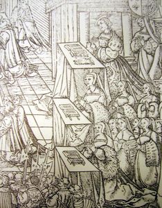 Elénore à la messe avec la famille royale, extrait d'une gravure