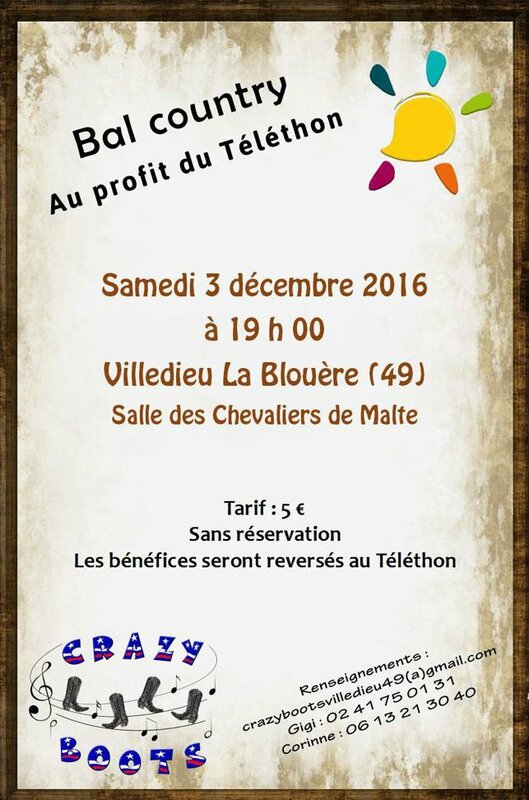 CRAZY BOOTS Affiche bal Téléthon Villedieu la Blouère 49