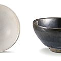 A 'Jian' 'hare's fur' bowl and a white-glazed bowl, Song dynasty