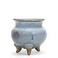 A junyao purple-splashed tripod incense burner, yuan dynasty (1279-1368)