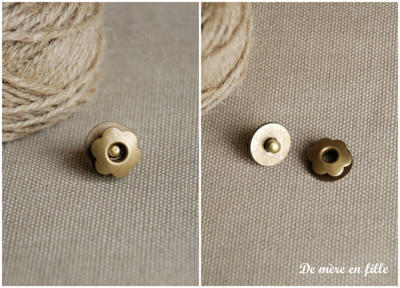aimant pression fleur bronze