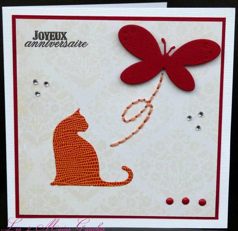 Carte D Anniversaire Avec Chat Papillon Et Touche De Broderie L2mg La Boutique