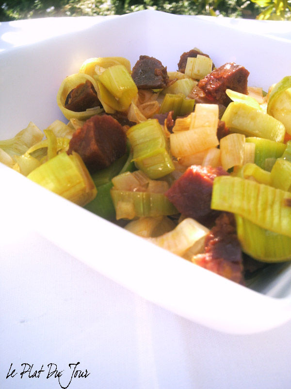 Fondue de poireaux au chorizo Le plat du jour