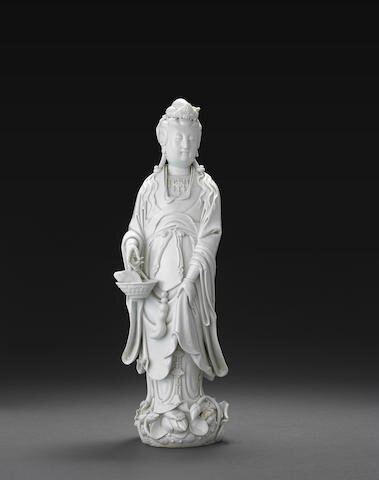 A large Dehua figure of Guanyin