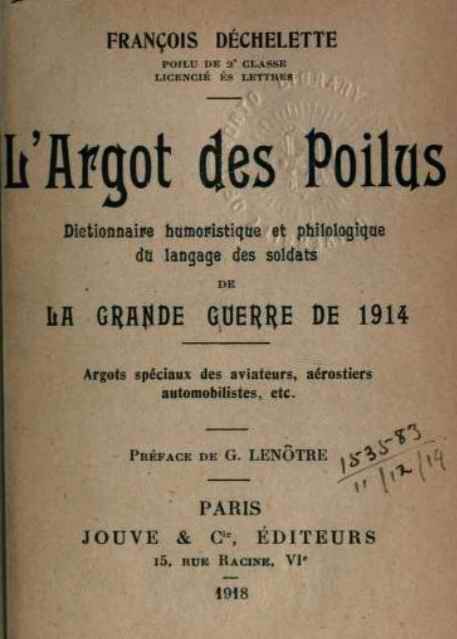 Argot des poilus 1918