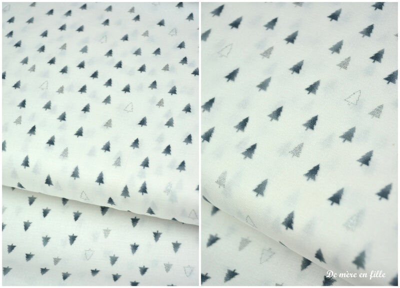 fond blanc petits sapins argent