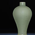 A rare early Ming Longquan celadon meiping, Ming dynasty, 15th century