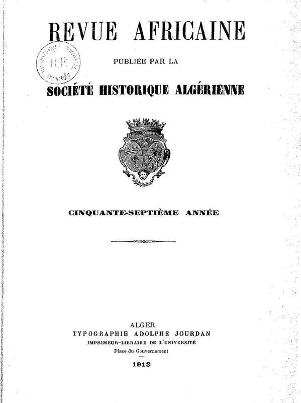 Revue africaine, 1913, couv