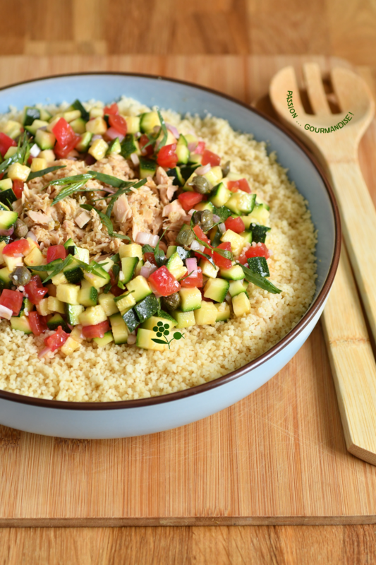 Salsa de courgettes & tomates, semoule de couscous & thon_4