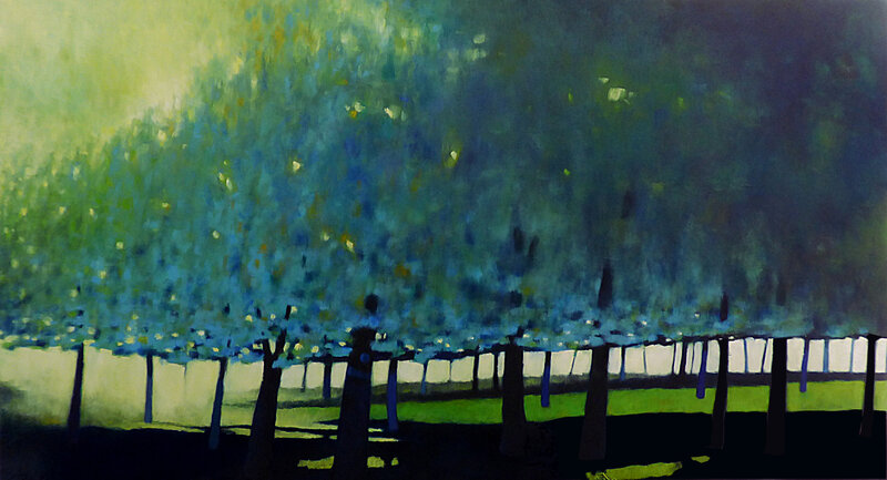La clairiere version définitive, huile sur bois 160 x 90 cm, mai 2017