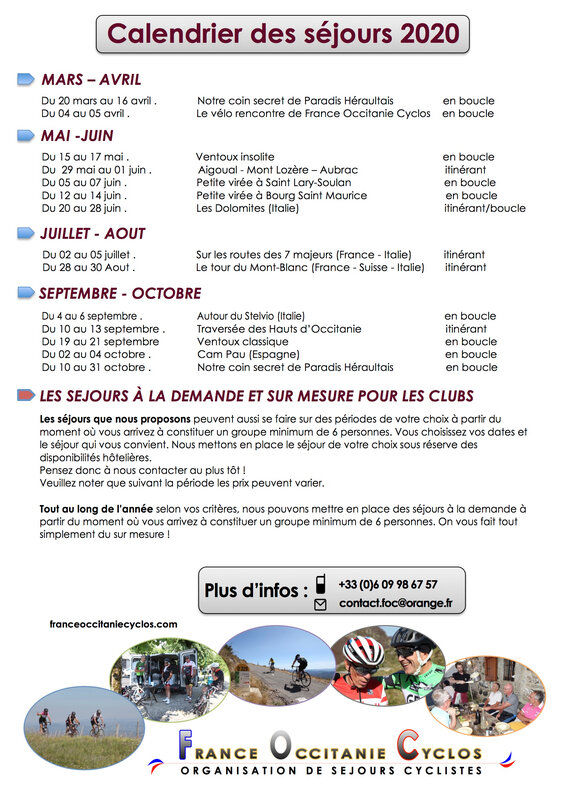 net Calendrier Séjours 2020