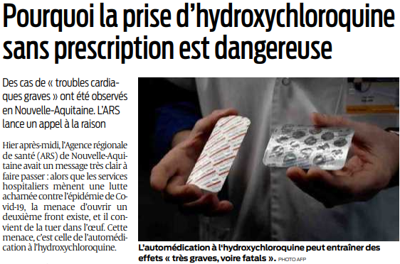 2020 03 31 SO Pourquoi la prise d'hydroxychloroquine sans prescription est dangereuse