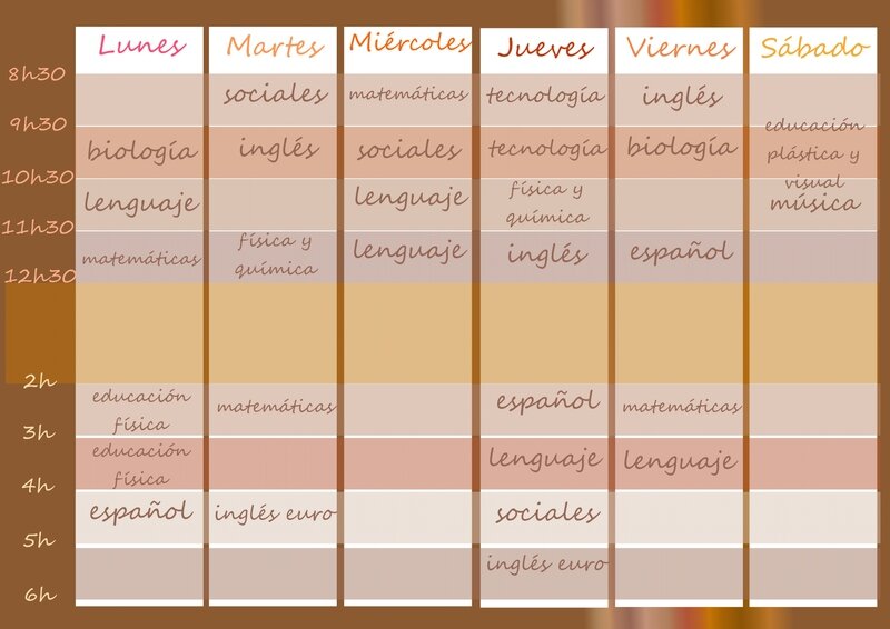 Mi Horario De Clase Mi Blog En Espanol