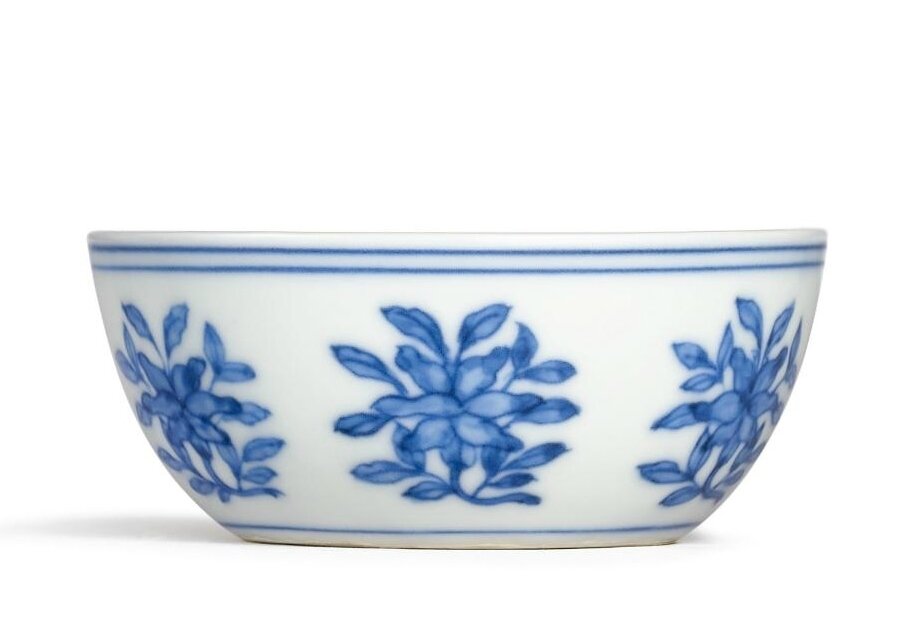 Chinese Old Blue and White Flower Pattern Lotus-Mouth Porcelain Tea//Wine Cup