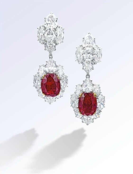Exceptional Pair of Ruby and Diamond Pendent Ear Clips, Bulgari1