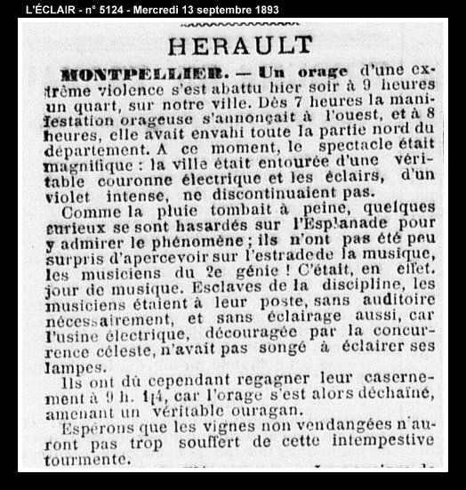 Orage - journal l'Eclair - 13 sept 1893
