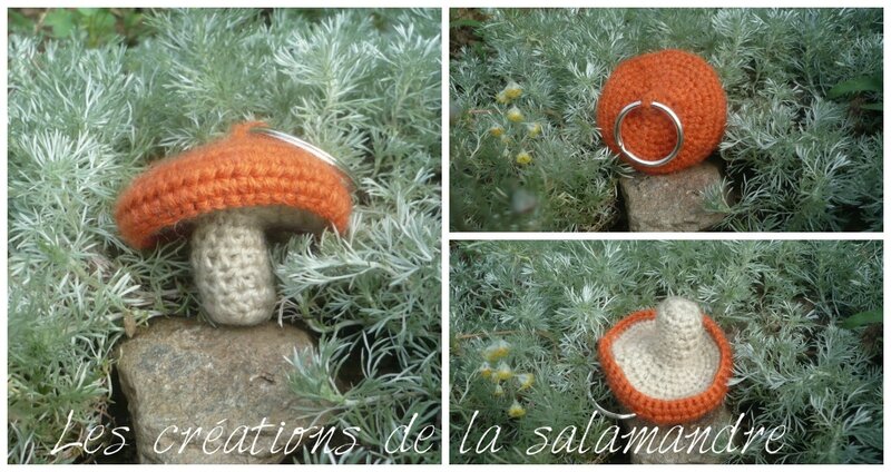 Porte-clés drôle de champignon , crochetée main, acrylique - Les créations  de la salamandre