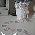 guirlande pastille cousue rond papier carton rose poudré gris chevron décoration chambre enfant bébé fille