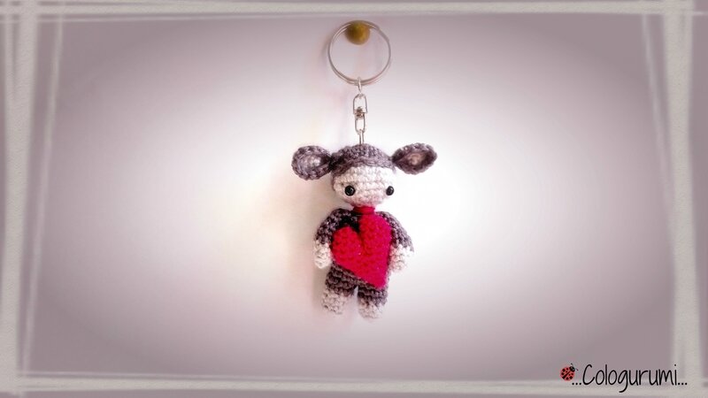 Porte clé crochet bébé coeur