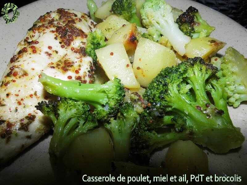 Casserole de poulet, miel, ail, PdT et brocoli BZH SANDRA Casserole de poulet, miel, ail, PdT et brocoli BZH SANDRA