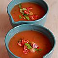 Soupe tomate, pois chiche et chorizo
