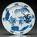 A large blue and white dish, early kangxi period, circa 1670