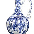 A silver-mounted blue and white ewer, ming dynasty, chongzhen period