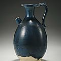 A Very Rare and Finely Potted Blue-Glazed Ewer, Tang Dynasty