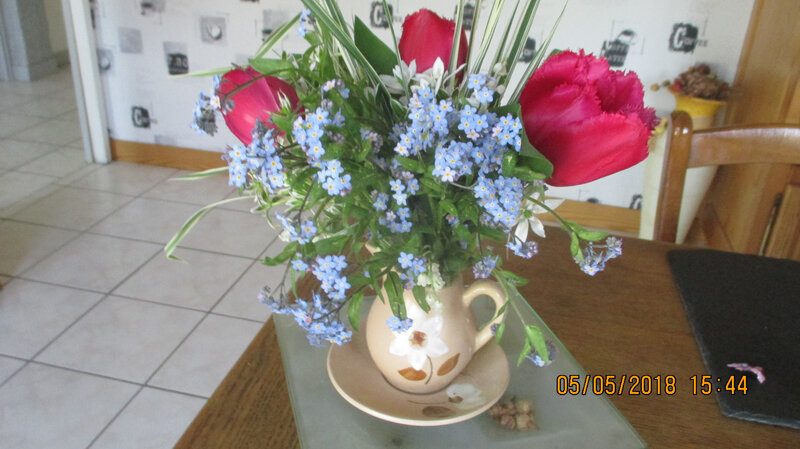 ce petit bouquet de fleurs pour vous souhaiter un bon wk,merci pour de votre visite ,grosses bises♥