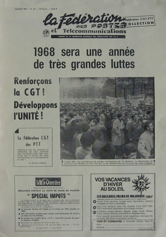 Une Fédération Cgt PTT janvier 1968