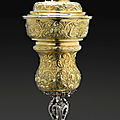 A german parcel-gilt silver standing cup and cover, anonymous master (seling no. 1244), augsburg, 1610-12