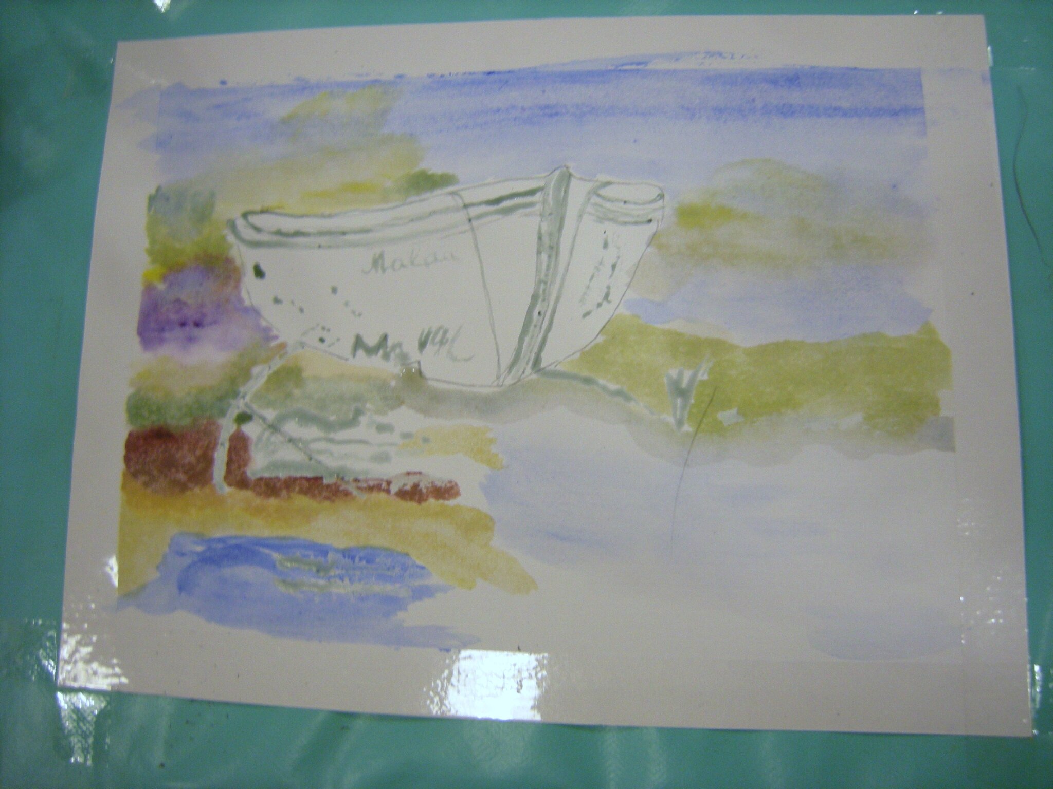 Dessin Barque Sur L eau Facile Comment peindre une barque à l'acrylique façon aquarelle - Domi Dessins et  Peintures