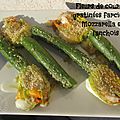 Fleurs de courgettes gratinées farcies à la mozzarella et à l'anchois
