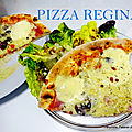 Pizza régina /royale (tomates, jambon, mozzarella, emmental, champignons et olives)