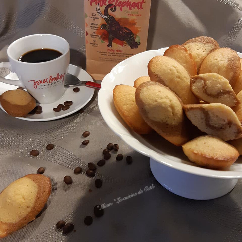 ღ " MIAM " Madeleines marbrés au Café ( Pink Élephant )