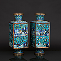 A very rare pair of magnificent cong cloisonné vases, china, qing-dynasty (1644-1911)