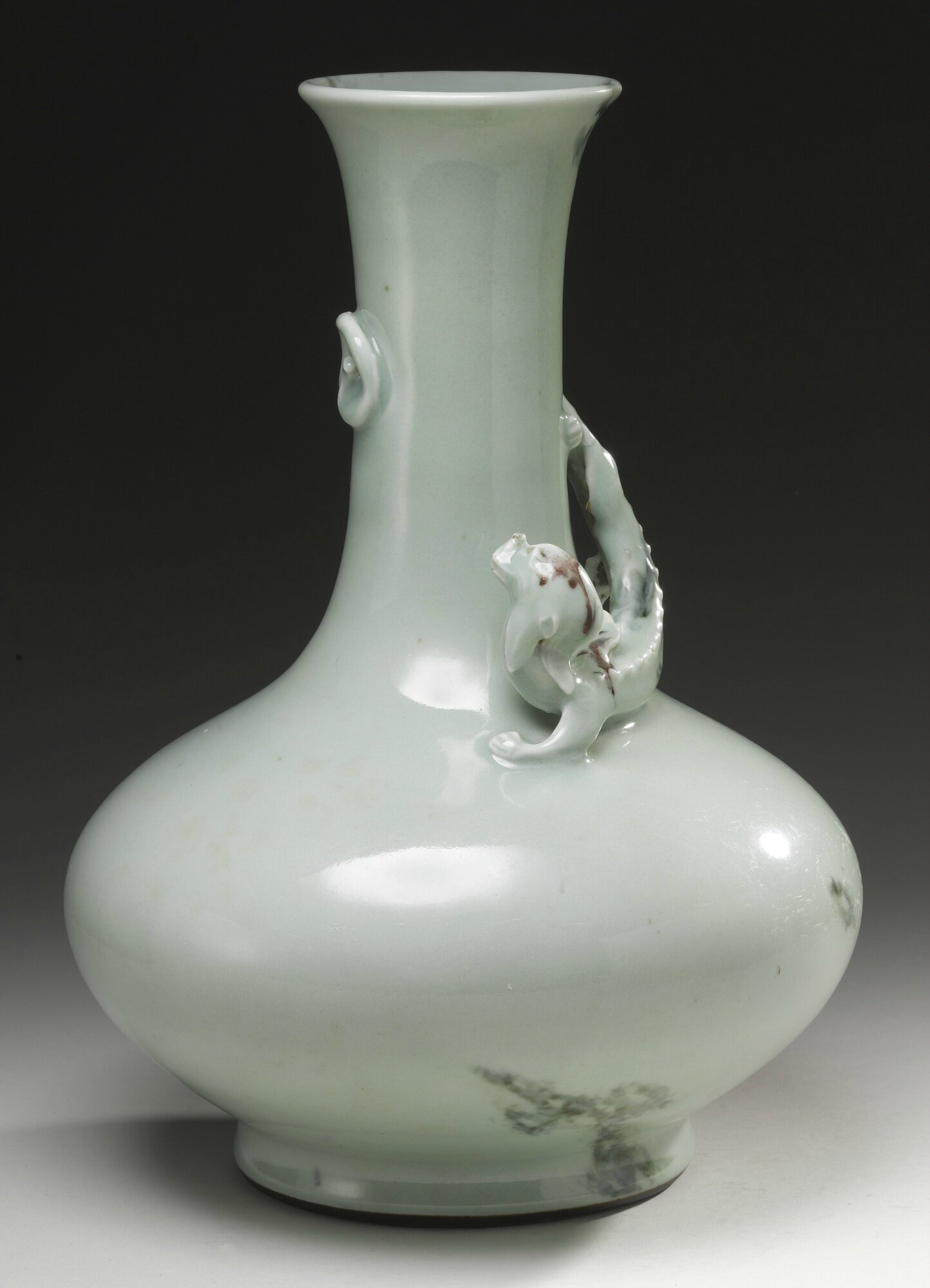 A copperred celadonglazed 'Dragon' vase, Qianlong seal mark and