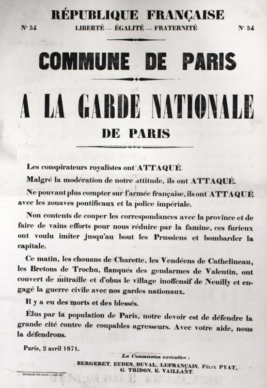 Affiche 2 avril 1871