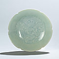 A fine incised yingqing blossom-shaped bowl, song dynasty (960-1279)