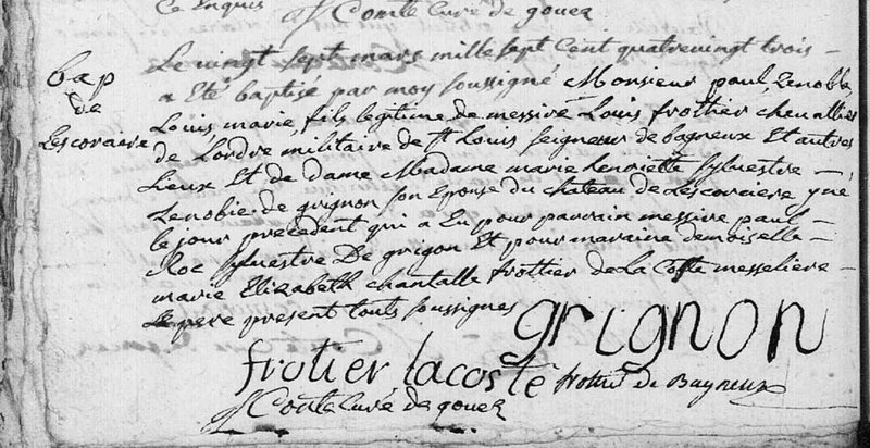 baptême 1783