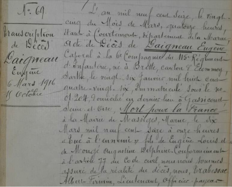 1916 le 6 mars décès de Eugène Daigneau_1