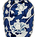 A white overlay blue glass vase, 19th century