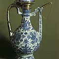 Chinese porcelain ewer from the ming period, with english silver-gilt mounts dated 1589, at hardwick hall