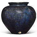 A blue-glazed pottery jar, Tang dynasty (618-907)
