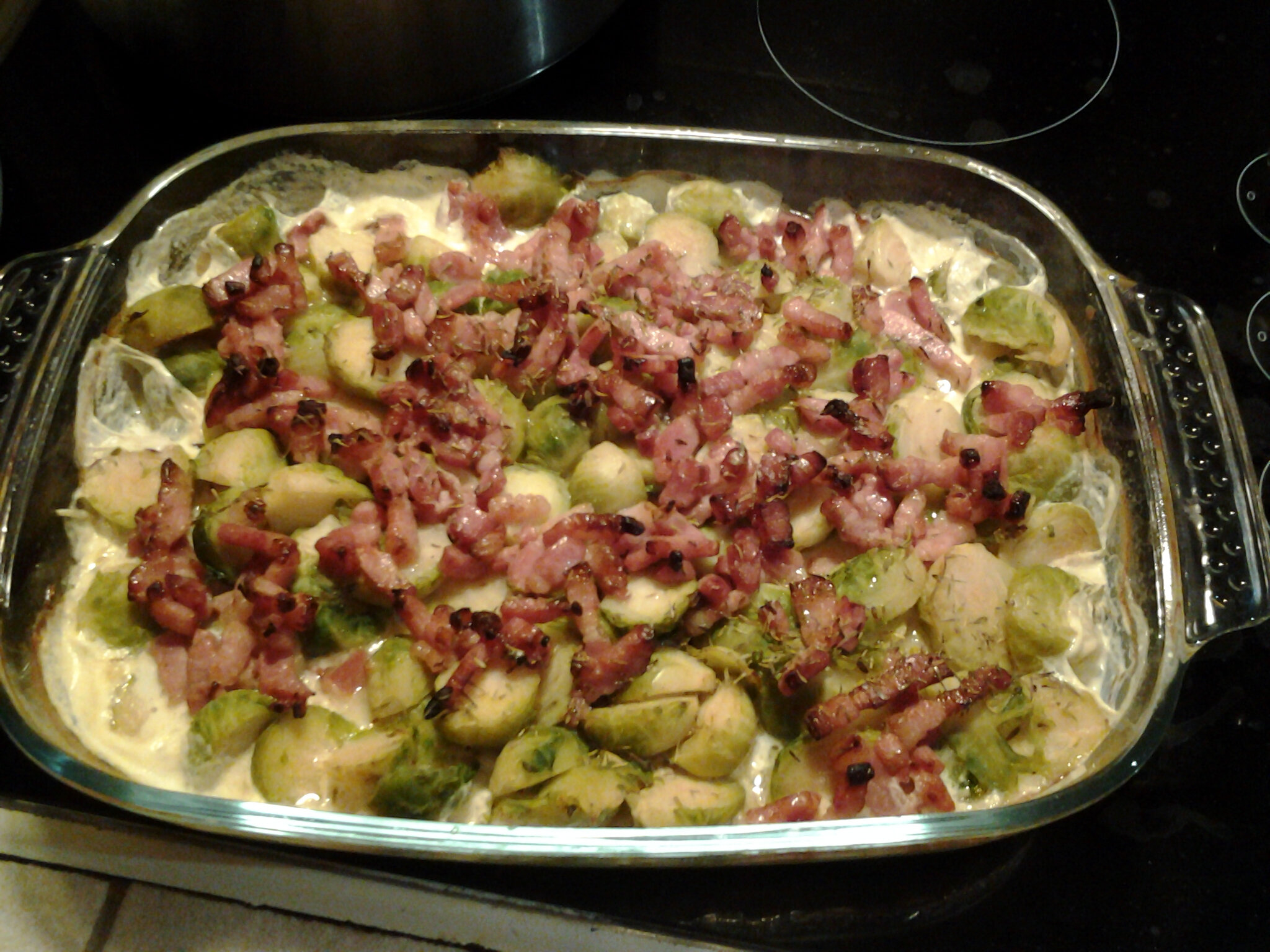 Gratin De Pommes De Terre Choux De Bruxelles Aux Lardons