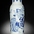 A blue and white cylindrical vase, rolwagen, chongzhen period (1628-1644)