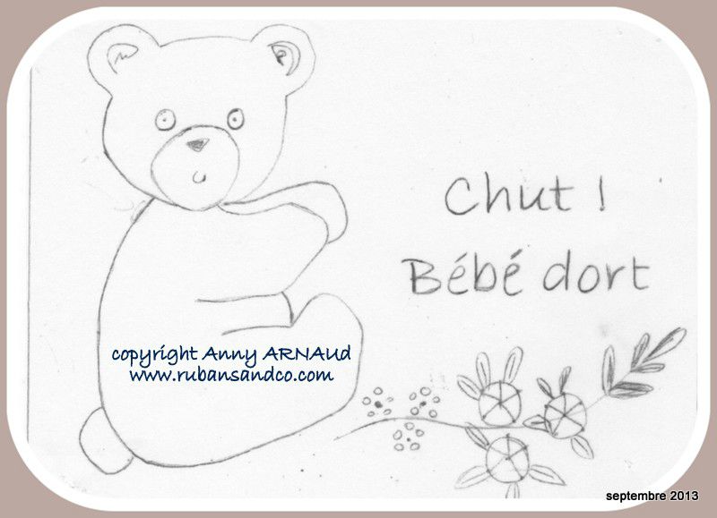 Dessin De Broderie Un Ourson Pour Un Bebe Qui Dort Rubans Et Compagnie By Anny Arnaud