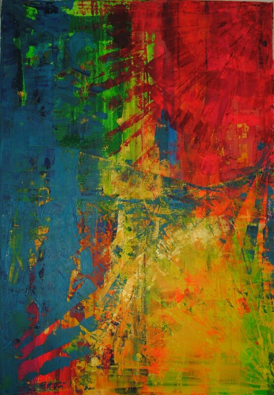 Acrylics on Canvas - Bleu Jaune Rouge EnergiK 70 X 100