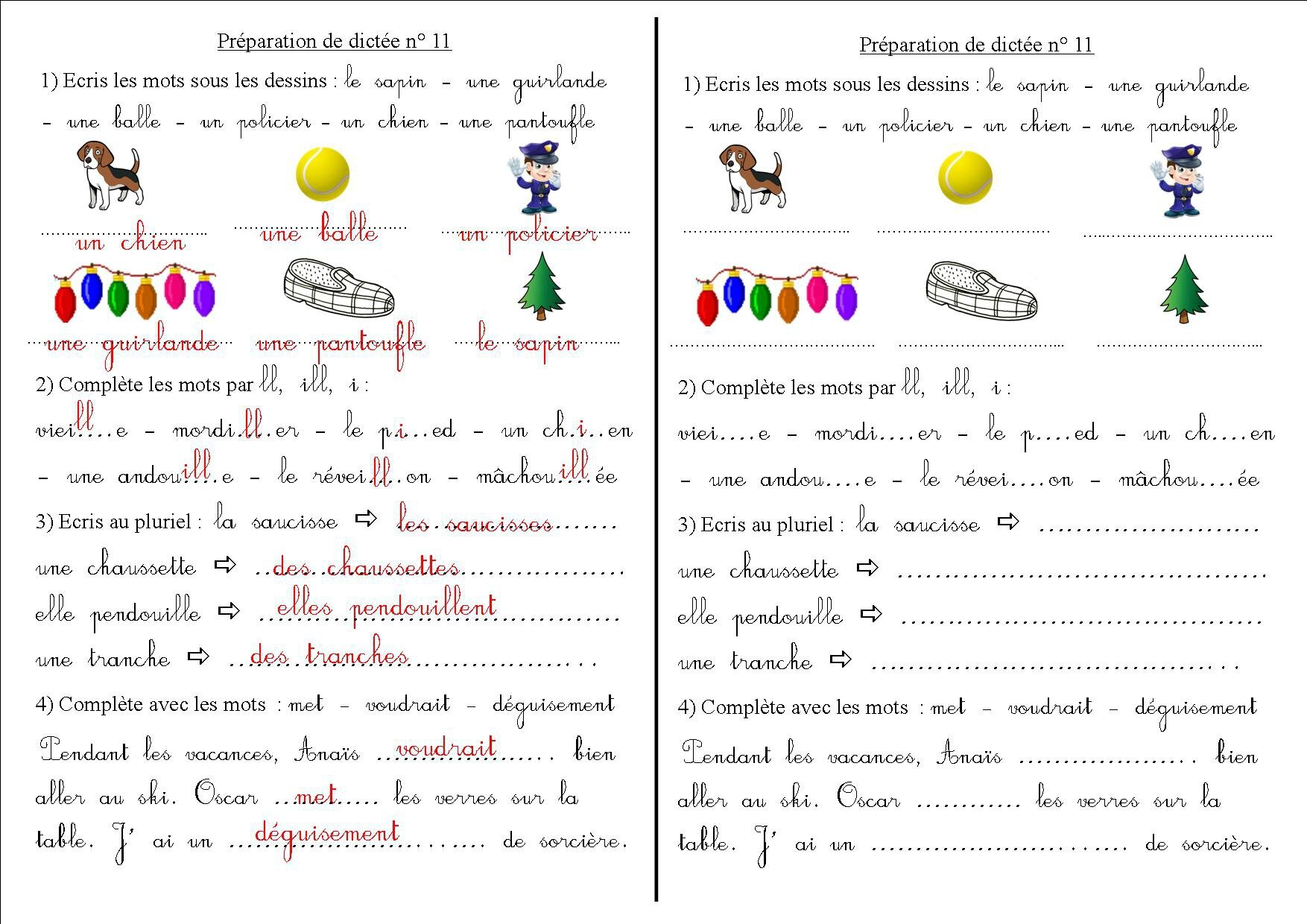 Dictees Ce1 A Imprimer